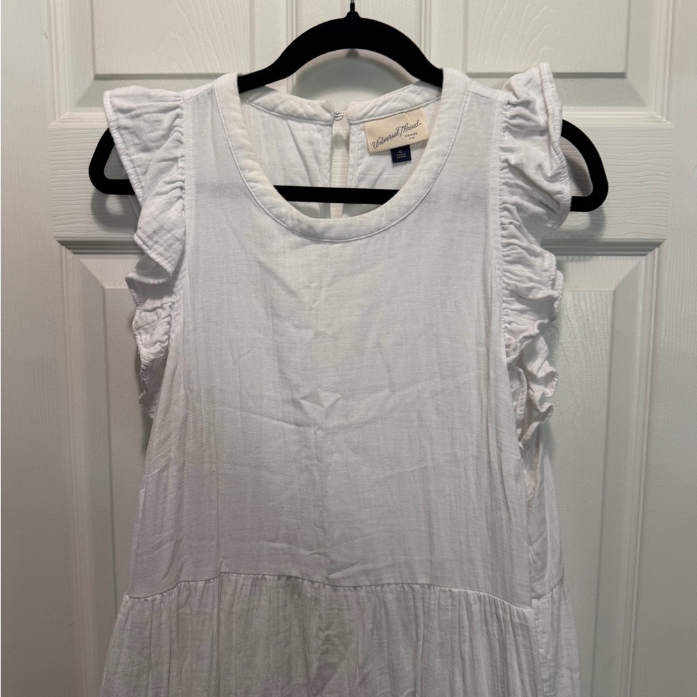 Cotton Universal Thread White Ruffle Midi Dress - Picture 2 of 7